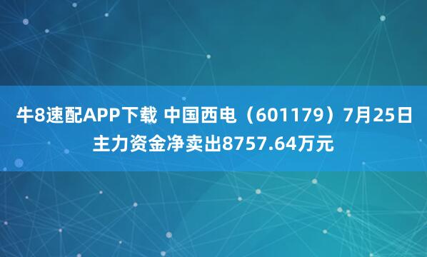 牛8速配APP下载 中国西电（601179）7月25日主力资金净卖出8757.64万元